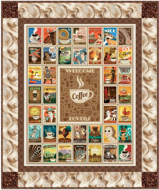 Coffee Time Panel Quilt by Riley Blake
