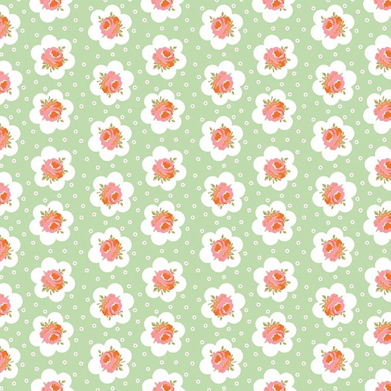 Peach Cobbler Tea Tin Rose Green from Riley Blake