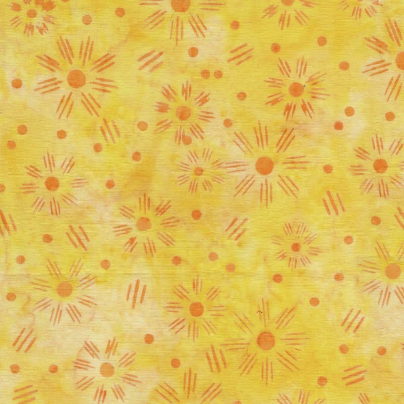 Spring Fling Batik Flower Dot Dash Yellow Cornmeal from Lumin Fabrics
