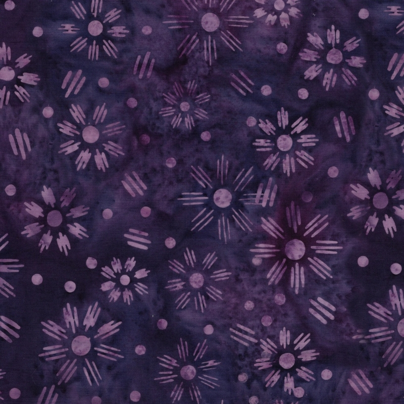 Spring Fling Batik Flower Dot Dash Purple Regal from Lumin Fabrics