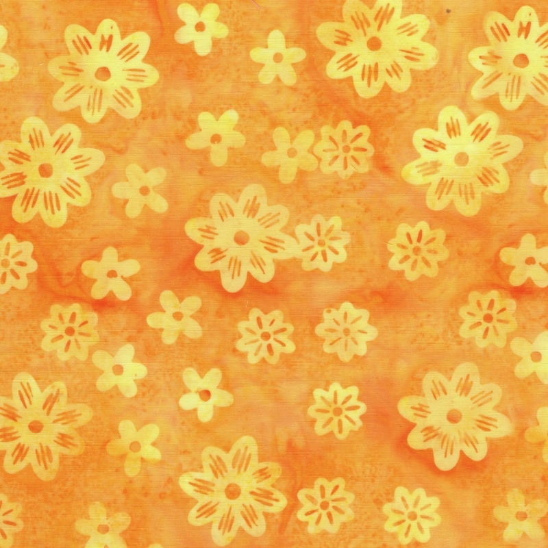 Spring Fling Batik Assorted Flowers Orange Daffodil from Lumin Fabrics