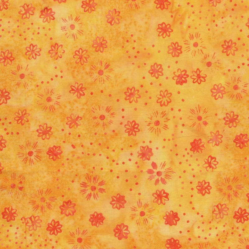 Spring Fling Batik Scattered Flowers Orange Daffodil from Lumin Fabrics
