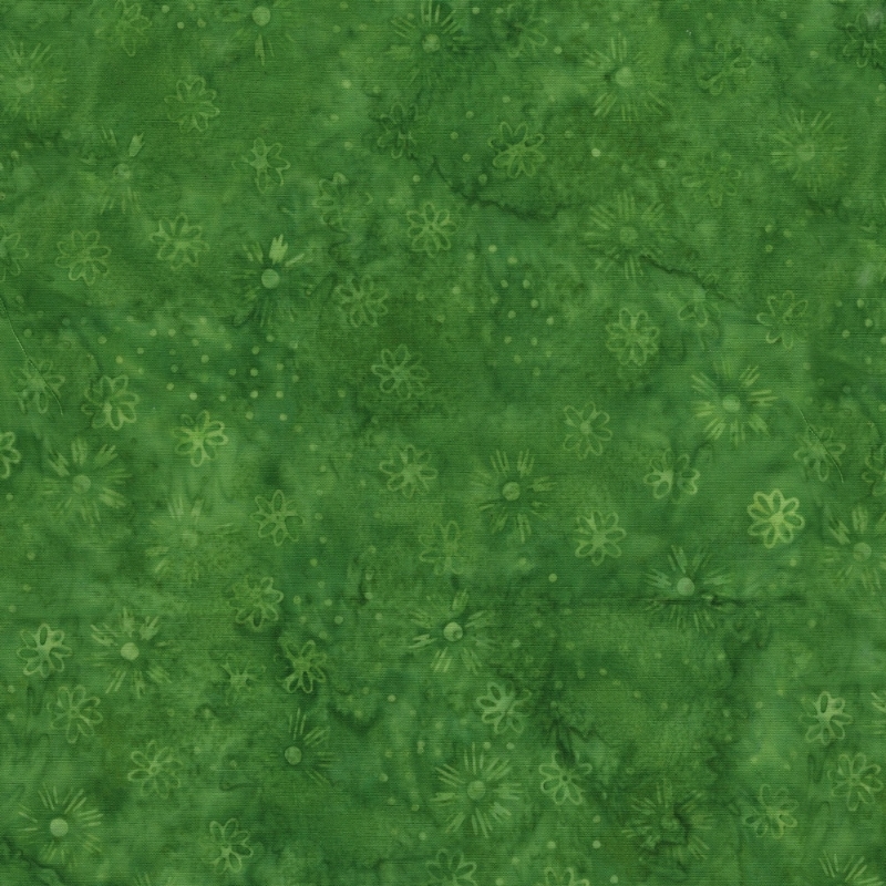 Spring Fling Batik Scattered Flowers Green Apple from Lumin Fabrics