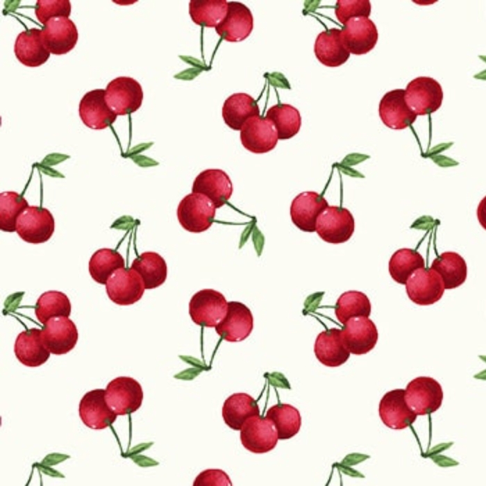 Cherries Baby Tossed Cherries Red on White from Henry Glass