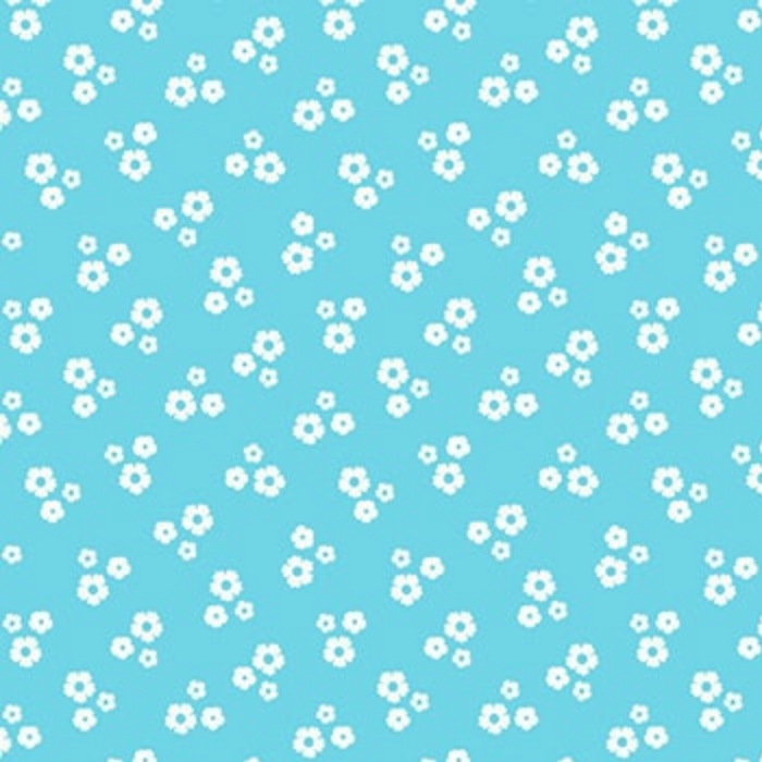 Cherries Baby Tossed Small Flowers White on Turquoise from Henry Glass