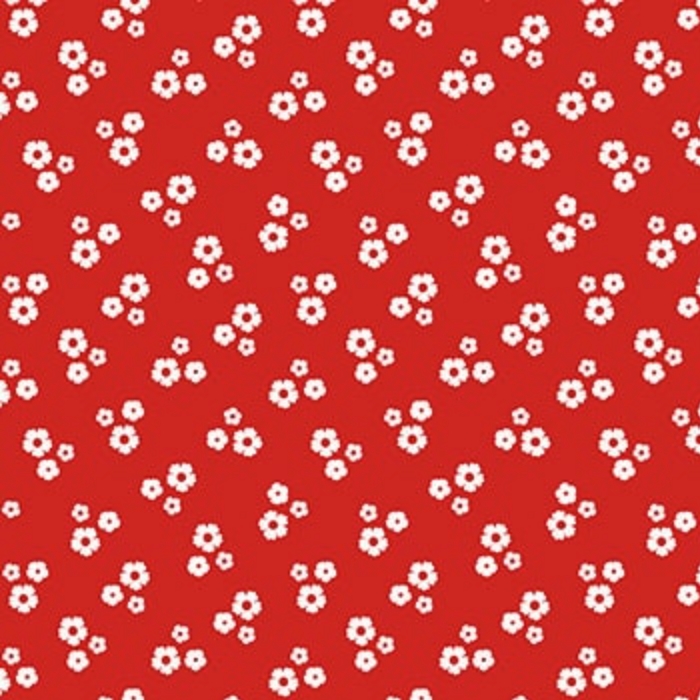 Cherries Baby Tossed Small Flowers White on Red from Henry Glass