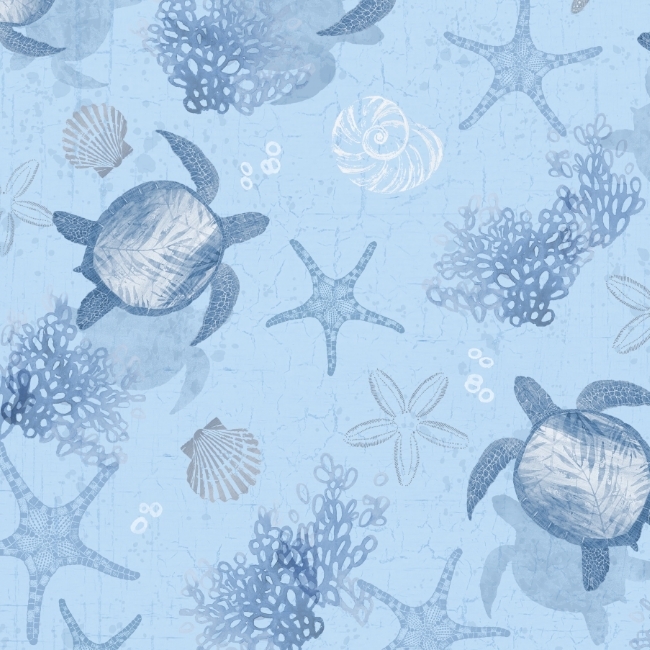 Take Me to The Sea Sea Creatures Blue by PDR Studios for Lumin Fabrics