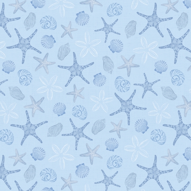 Take Me to The Sea Starfish and Seashells Blue by PDR Studios for Lumin Fabrics