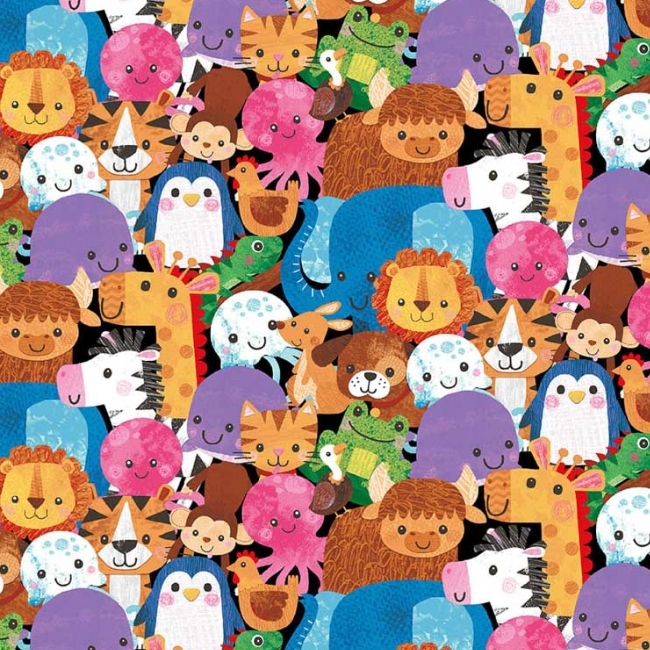 Noah and Friends Collage Multi by Lindsey Sagar for Blank Quilting