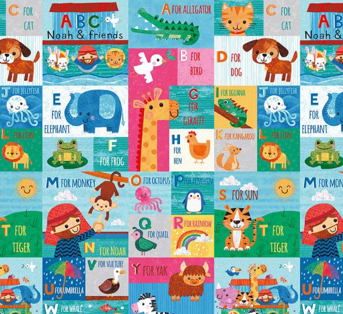 Noah and Friends Patchwork Multi by Lindsey Sagar for Blank Quilting