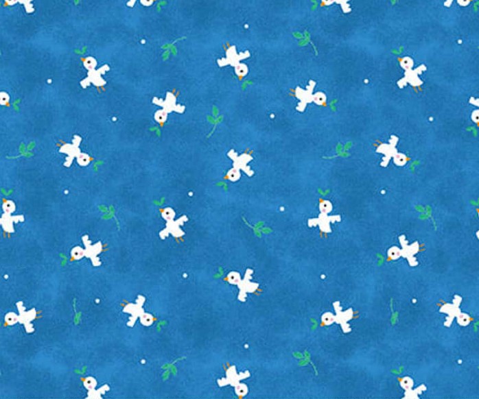 Noah and Friends Doves Cobalt by Lindsey Sagar for Blank Quilting