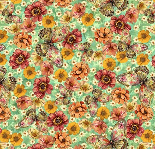 Enchanted Canopy Butterflies with Flowers by Blank