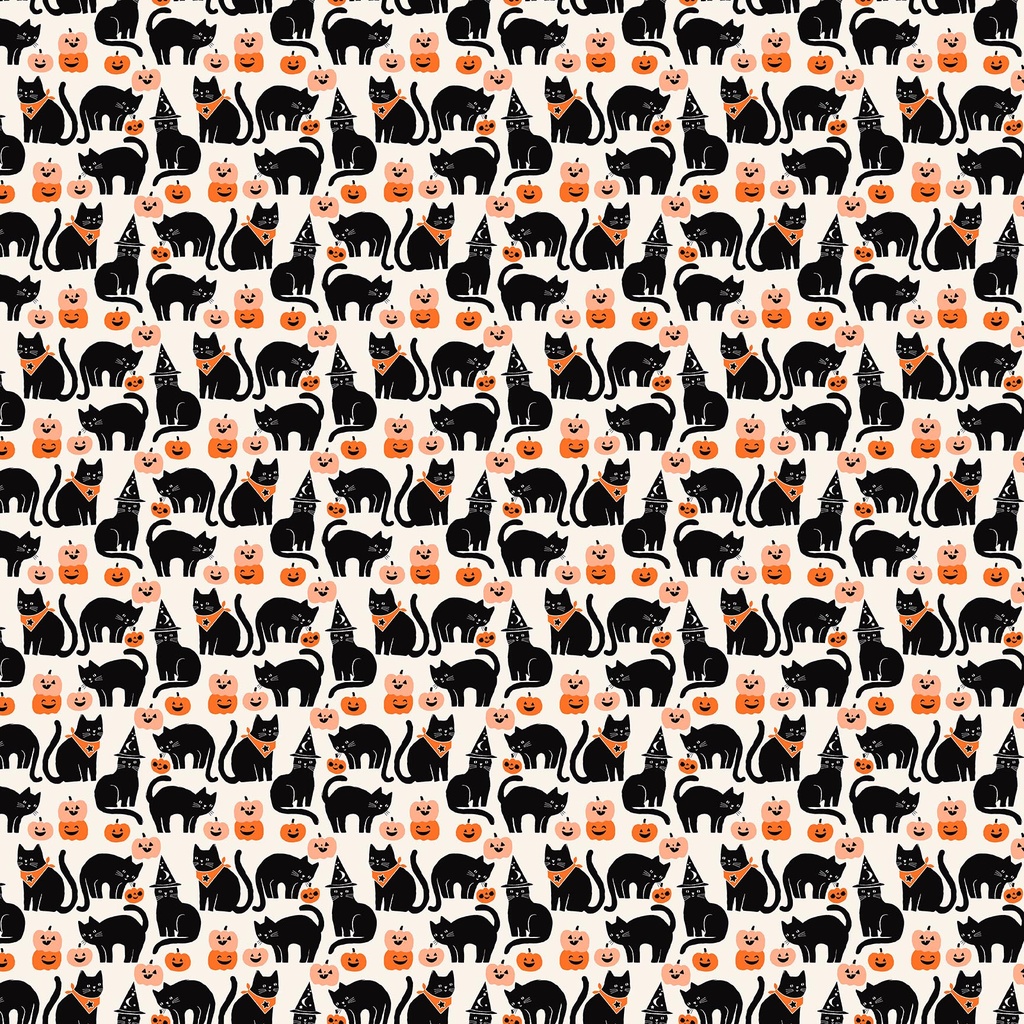 Sweet Treats Cats Black Glow in the Dark from Northcott