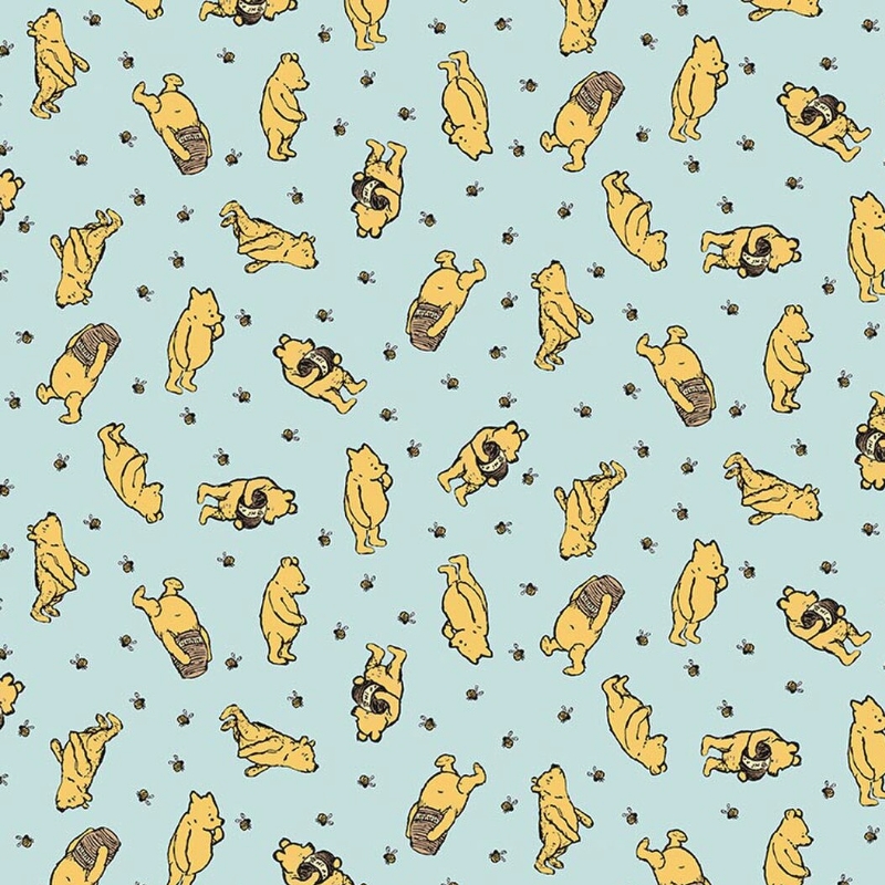 Flannel Winnie the Pooh Toss Blue from RIley Blake