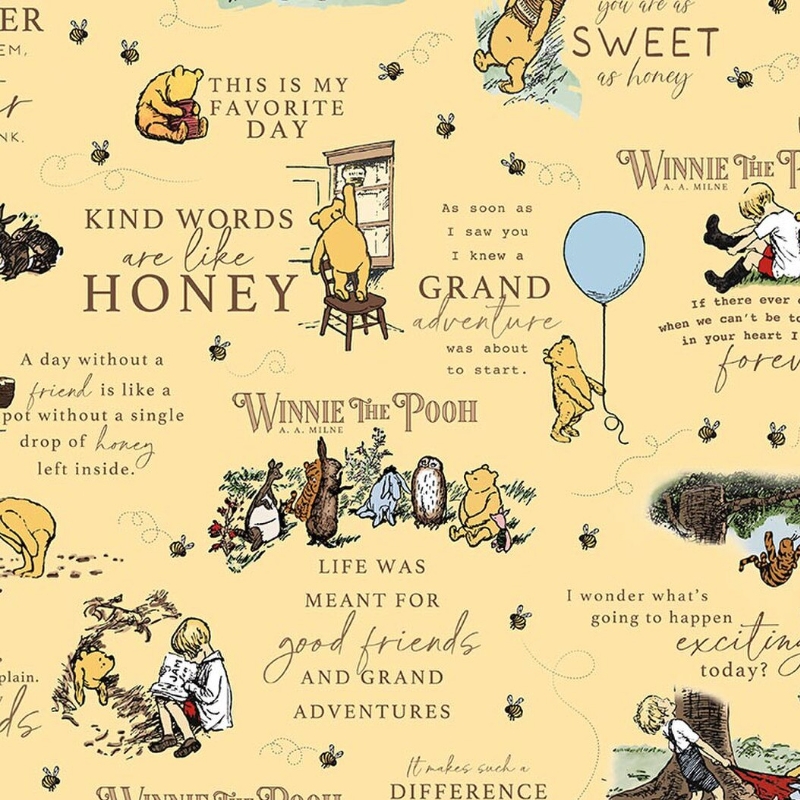 Flannel Winnie the Pooh Quotes Sunshine from Riley Blake