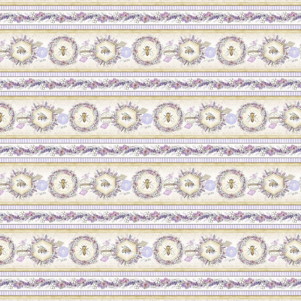 Sweet Honey Bee Repeating Stripe Multi from Lumin Fabrics