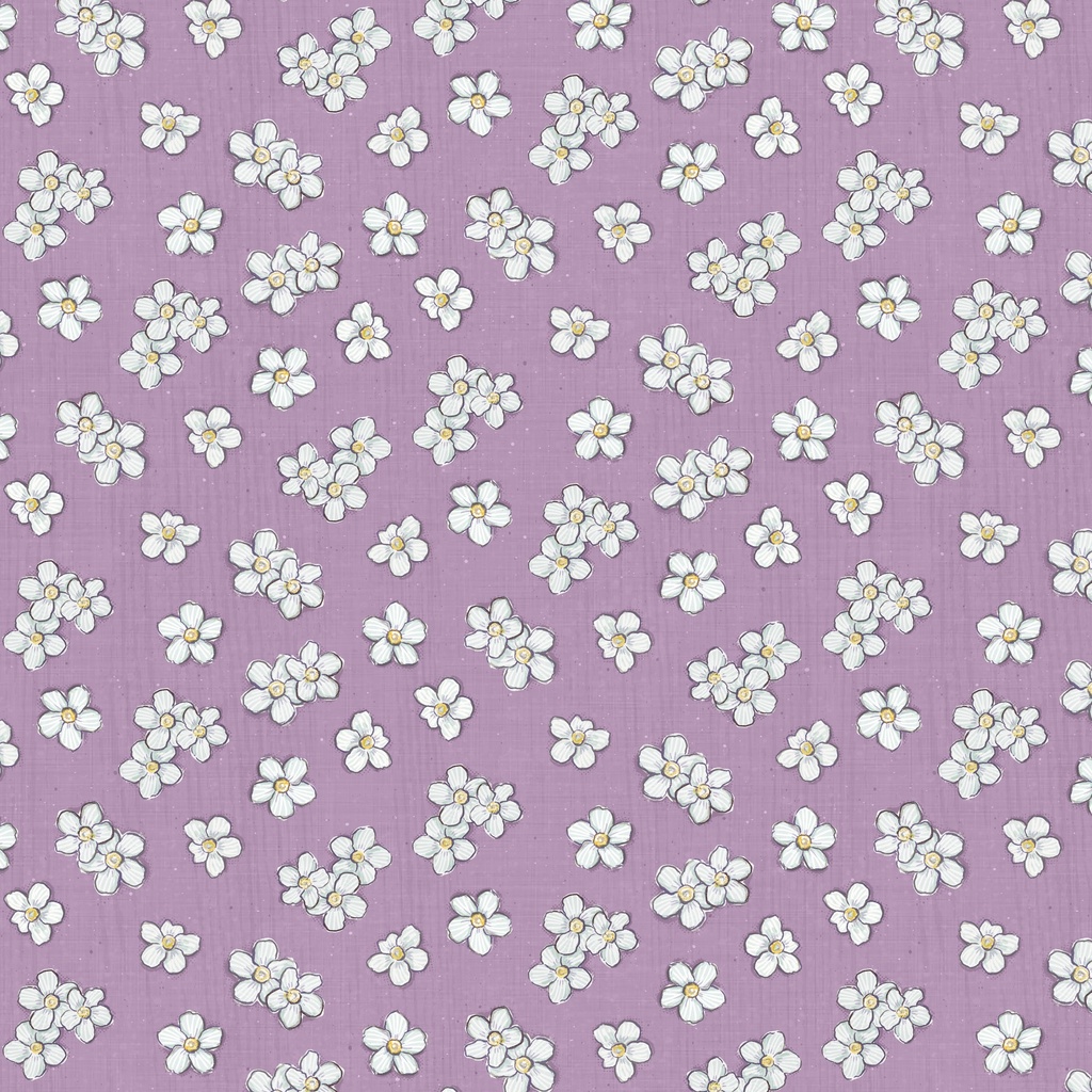 Sweet Honey Bee White Floral Toss Purple from Lumin Fabrics
