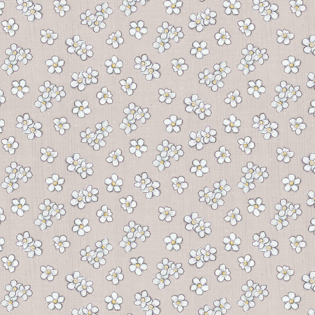 Sweet Honey Bee White Floral Toss Light Gray from Lumin Fabrics