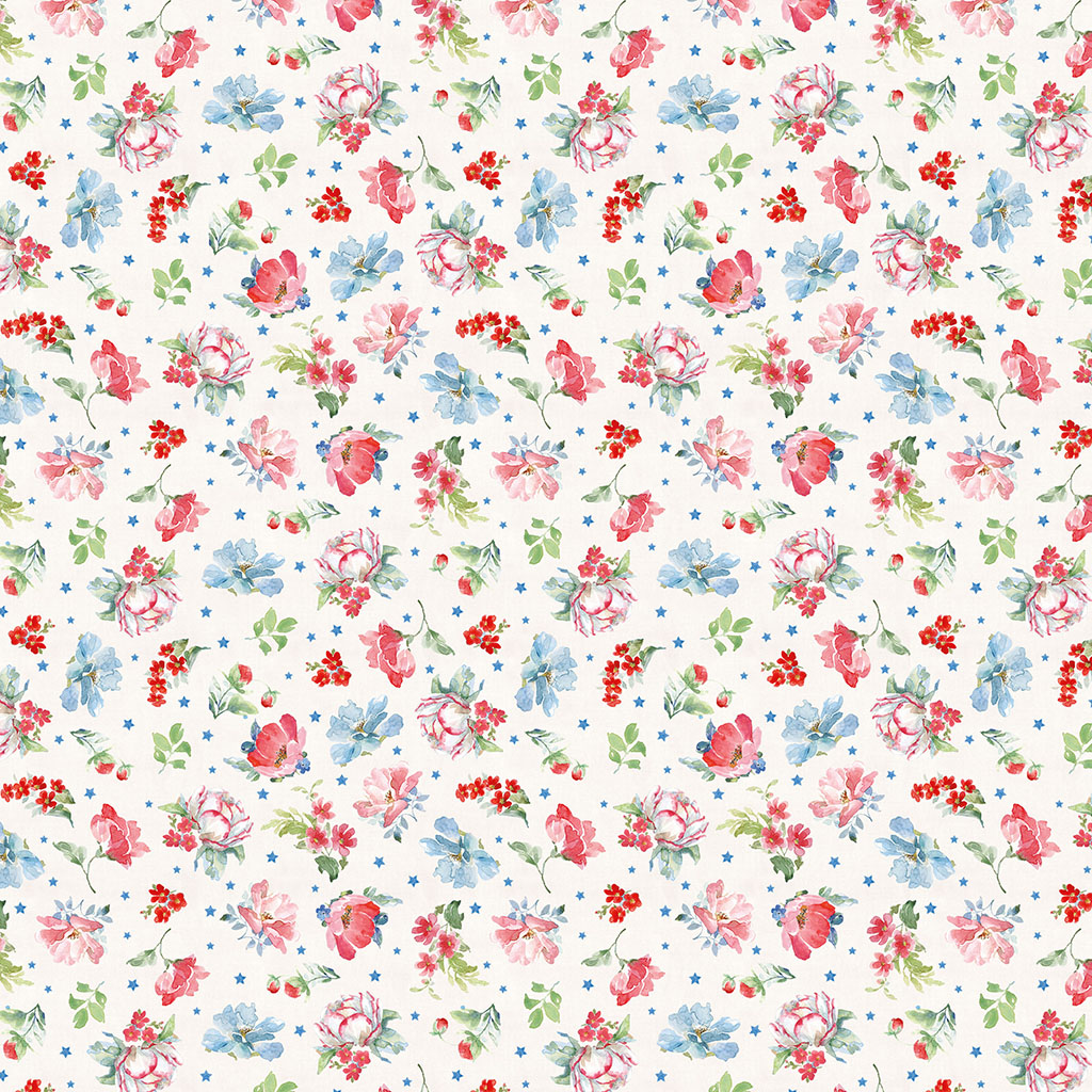 Americana Digital Medium Floral Light Cream from Clothworks
