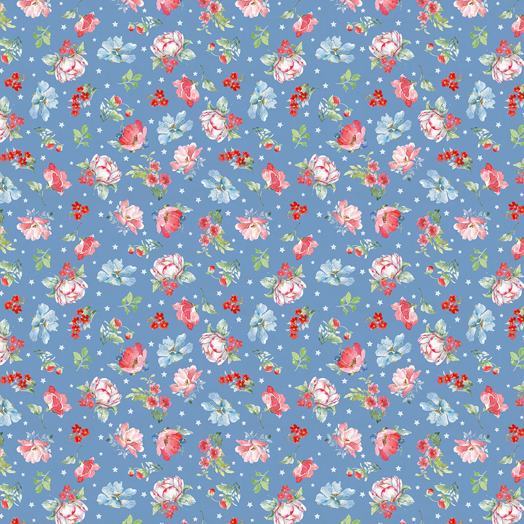 Americana Digital Medium Floral Denim from Clothworks