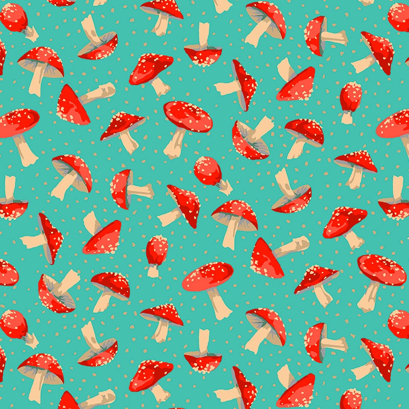 Forage Small Toadstool Aqua from Free Spirt Fabrics
