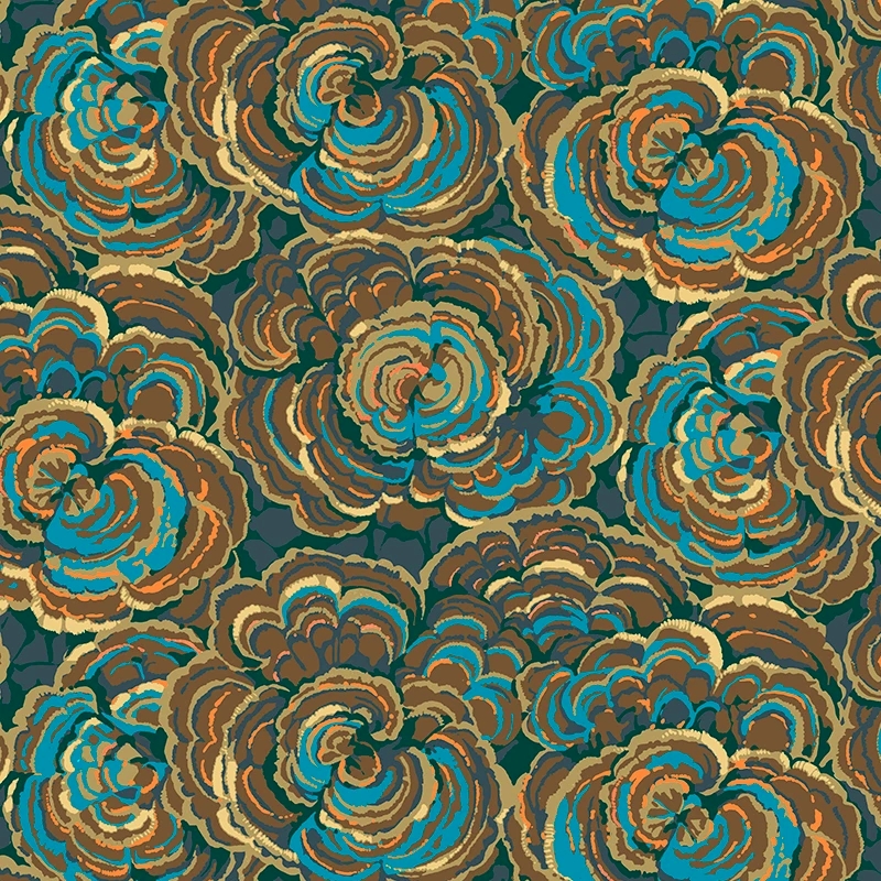 Forage Turkey Tail Dark Blue from Free Spirit Fabrics