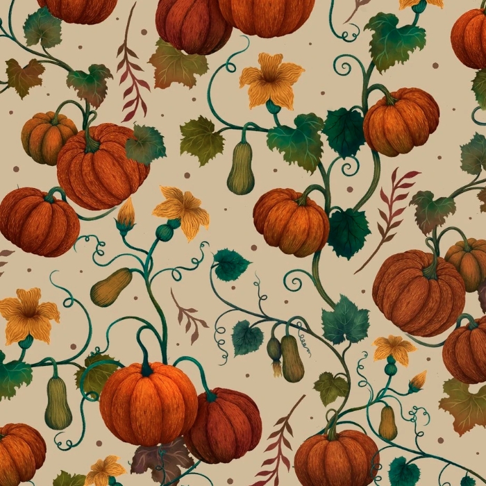 Harvest Haunt Pumpkin and Squash Vines Cream from Blank Quilting