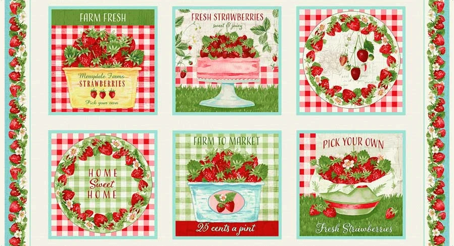 Berry Besties Blocks Panel Multi from Henry Glass