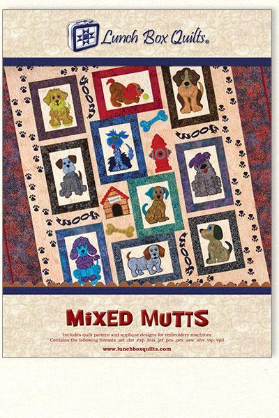 Mixed Mutts Machine Embroidery Pattern From Lunch Box Quilts