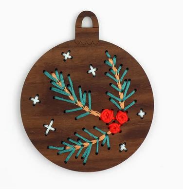 Stitched Ornament Pine Branch Walnut Kit by Kiriki