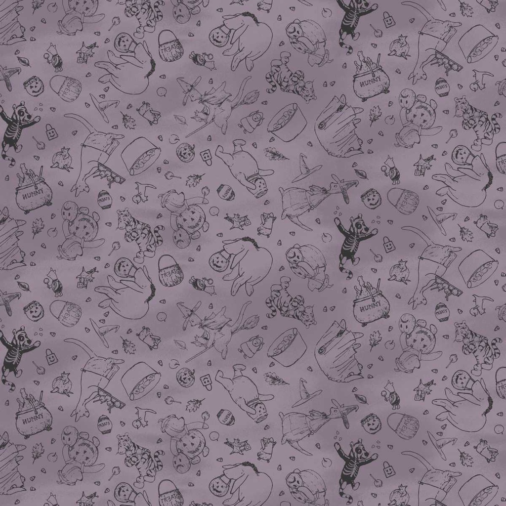 Haunted Acre Wood Tossed Bear Tonal Purple from Studio E