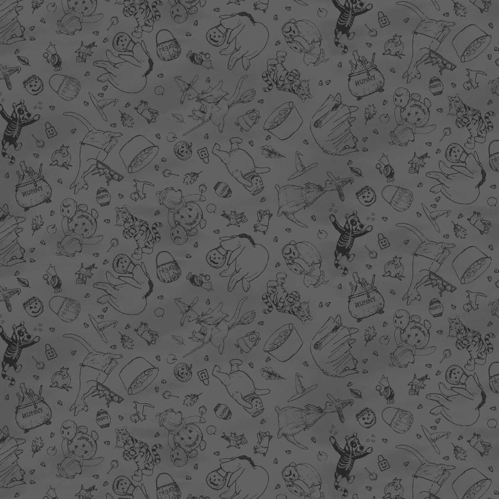 Haunted Acre Wood Tossed Bear Tonal Charcoal from Studio E