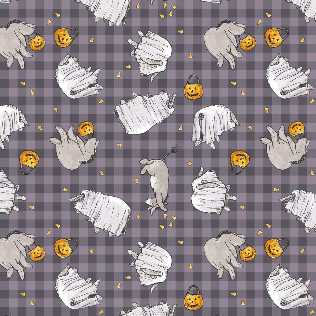 Haunted Acre Wood Ghost Gingham Purple from Studio E