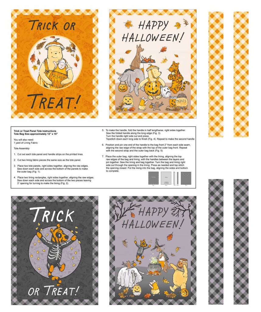 Haunted Acre Wood Trick or Treat Bag Panel Purple and Orange from Studio E