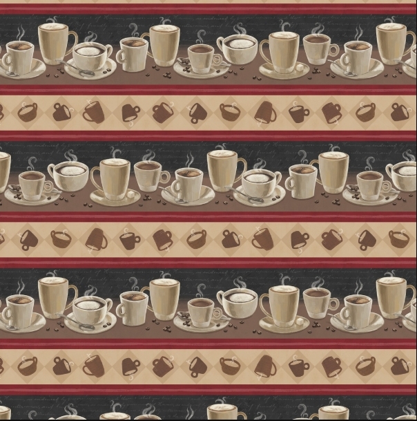 Coffee and Co Brown, Red Coffee Cups from Lumin Fabrics