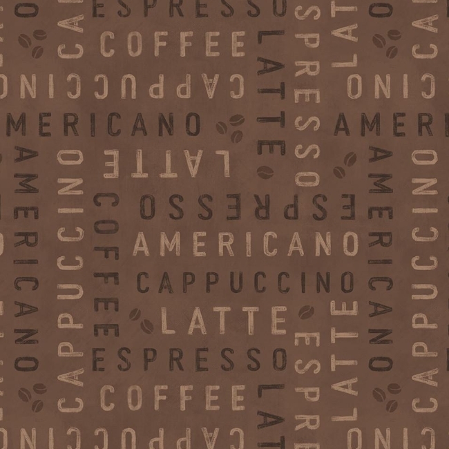 Coffee and Co Brown Coffee Words from Lumin Fabrics