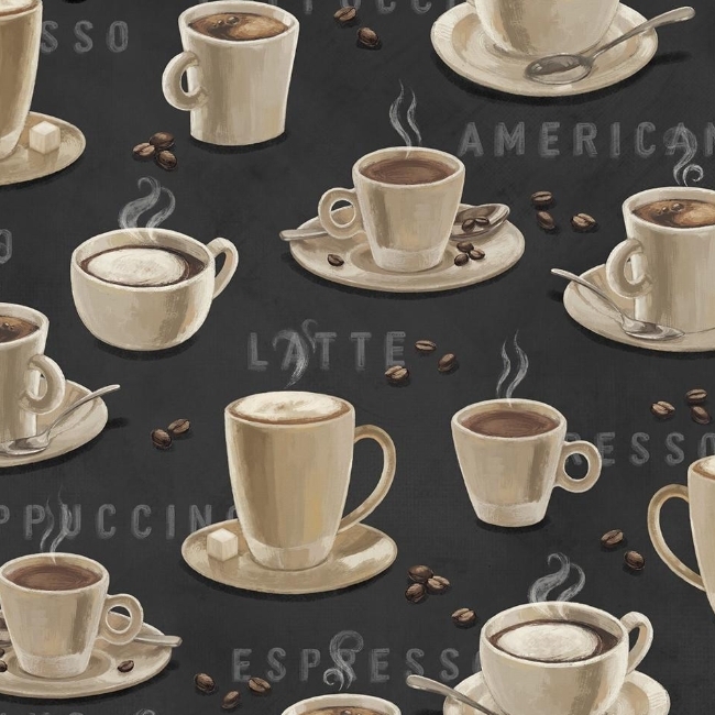 Coffee and Co Brown Cups Floating Cups from Lumin Fabrics