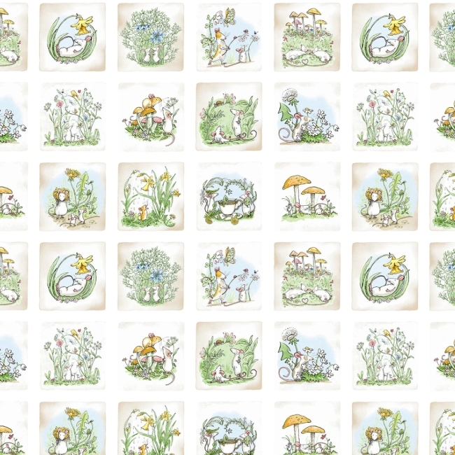 Mouseplay Small Blocks White from Clothworks Fabric