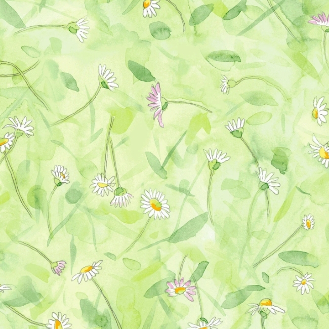 Mouseplay Daisy Field Green from Clothworks Fabric