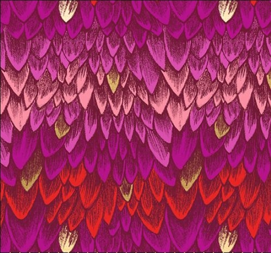 Fireglow Metallic Rose Feathers from Moda Fabrics