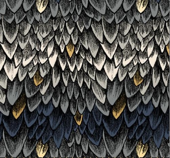 Fireglow Metallic Smoke Feathers from Moda Fabrics