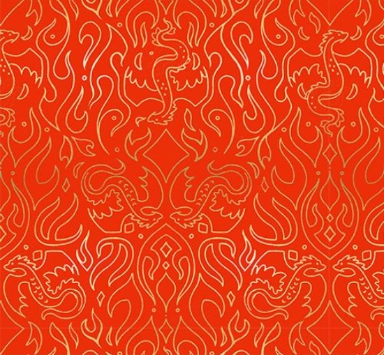 Fireglow Metallic Dark Ruby Flames from Moda Fabrics