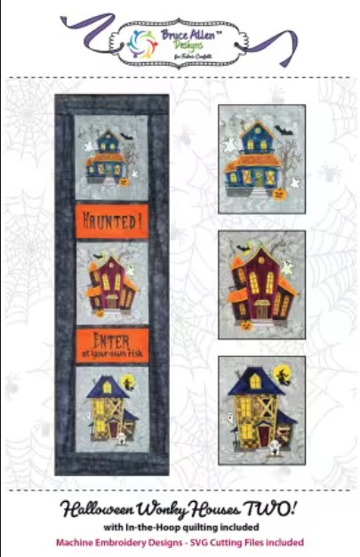 Halloween Wonky Houses Two Banner Machine Embroidery Designs by Bruce Allen Designs