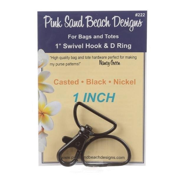 Swivel Hook & D Ring Set, 1 inch, Black Nickel, from Pink Sand Beach