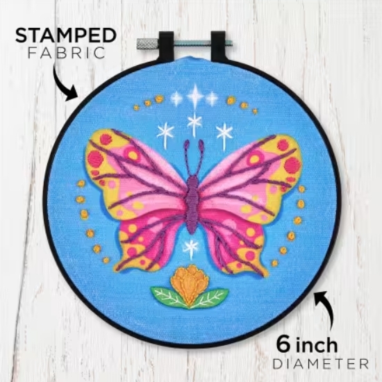 Stamped Embroidery Kit Energetic Butterfly from Bucilla
