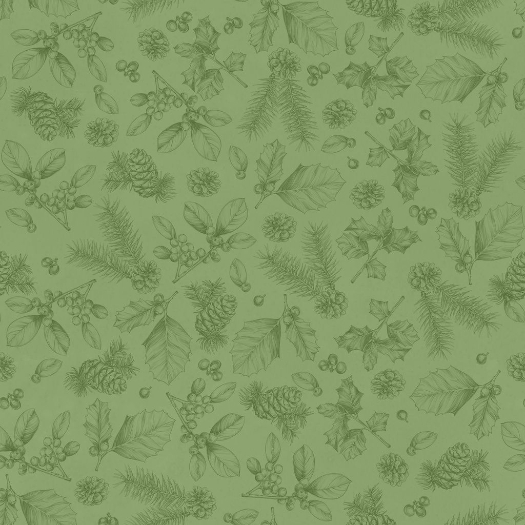 Feathered Festivities Sketches Green from Lumin Fabrics
