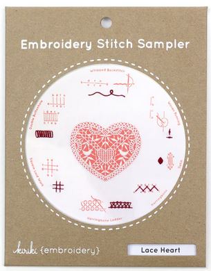 Embroidery Stitch Sampler Lace Heart by Kiriki Press