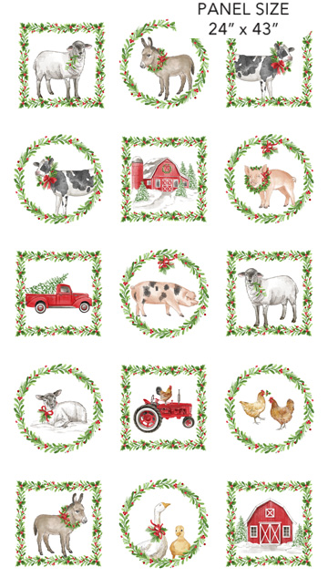 Barnyard Christmas Block Panel from Northcott Fabrics