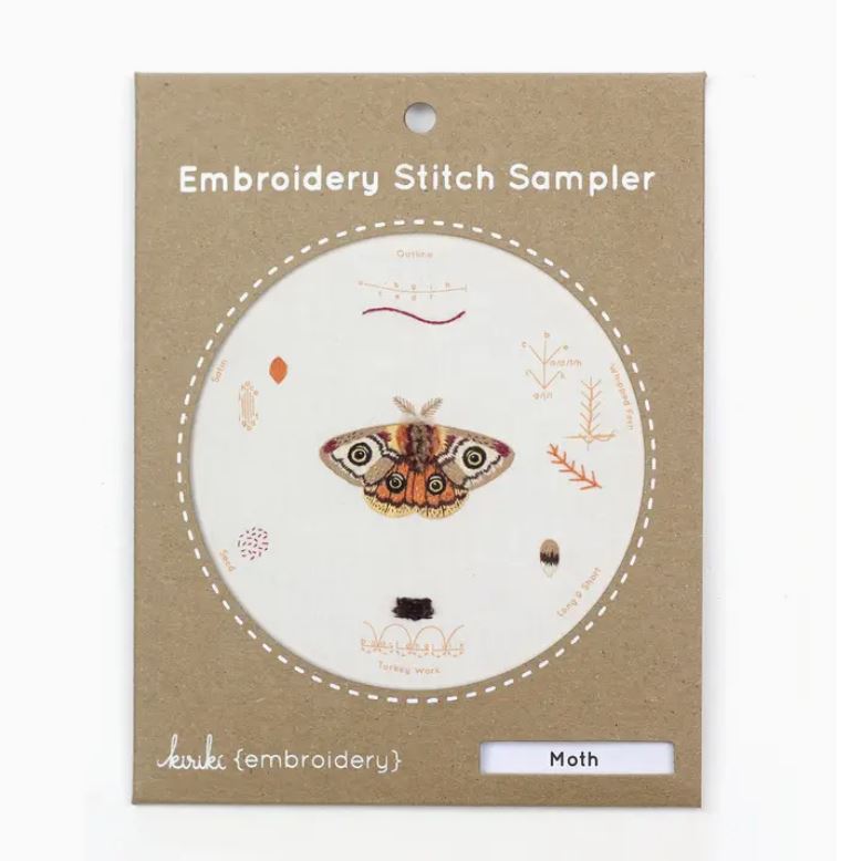 Embroidery Stitch Sampler Moth by Kiriki