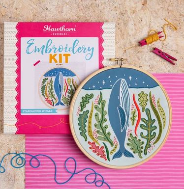 Stargazing Whale Embroidery Kit from Hawthorn Handmade